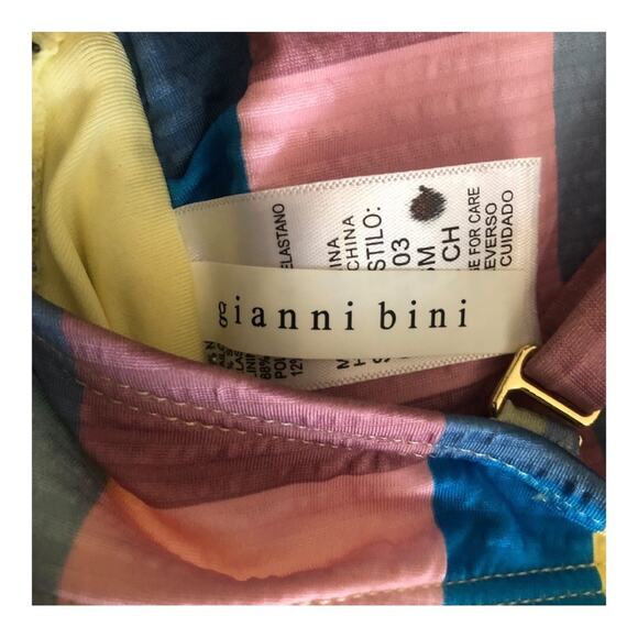 Gianni Bini x Jess Southern Garden Plaid Twist Bandeau Bikini Top Multicolor SM - Picture 12 of 16